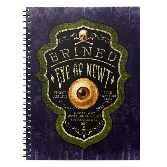 Caderno Espiral Halloween Gótico Olho De Tritão Poção De Bruxa Vin (Frente)