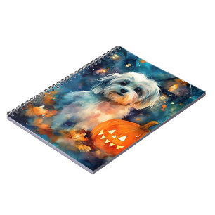 Caderno Espiral Halloween Havanese Com Pumpkins Assustado
