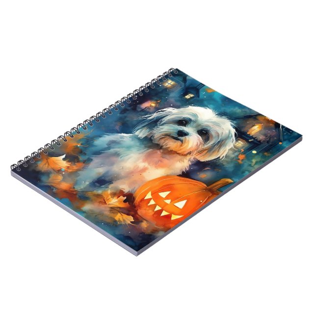Caderno Espiral Halloween Havanese Com Pumpkins Assustado (Left Side)