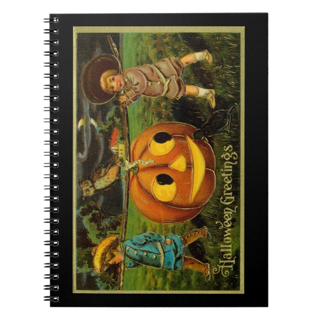 Caderno Espiral Halloween Jack-o-Lantern Harvest Night por Criança (Frente)