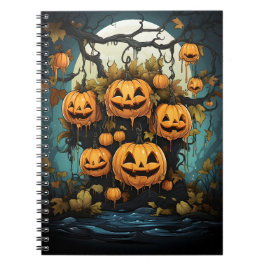 Caderno Espiral Halloween Lá Fora Pumpkins Na Árvore