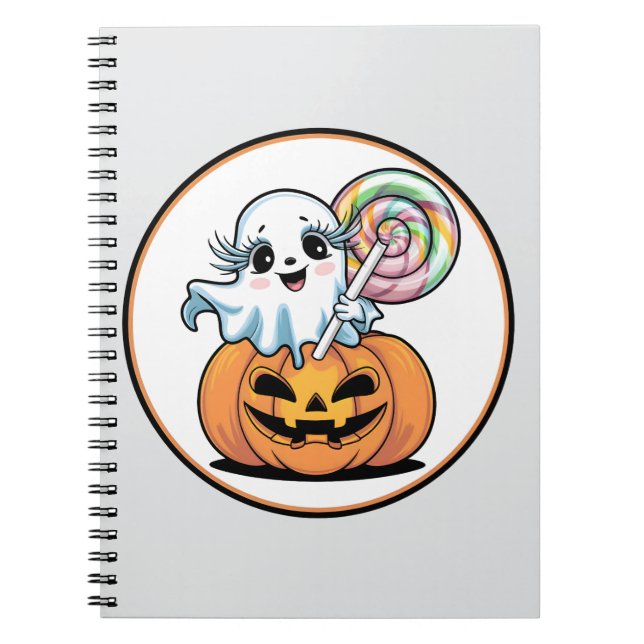 Caderno Espiral Halloween Lollipop Ghost On Pumpkin (Frente)