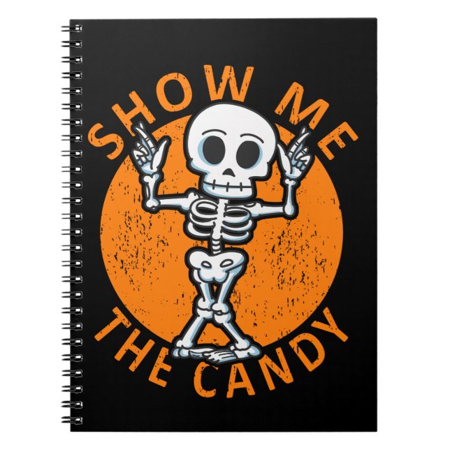 Caderno Espiral Halloween Me Mostra O Esqueleto De Candy (Frente)