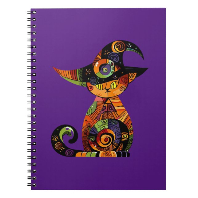Caderno Espiral Halloween/místico/gato/queda (Frente)