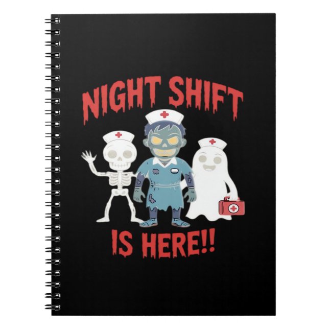 Caderno Espiral Halloween Nurse Funny Ghost Skeleton Zombie Essent (Frente)