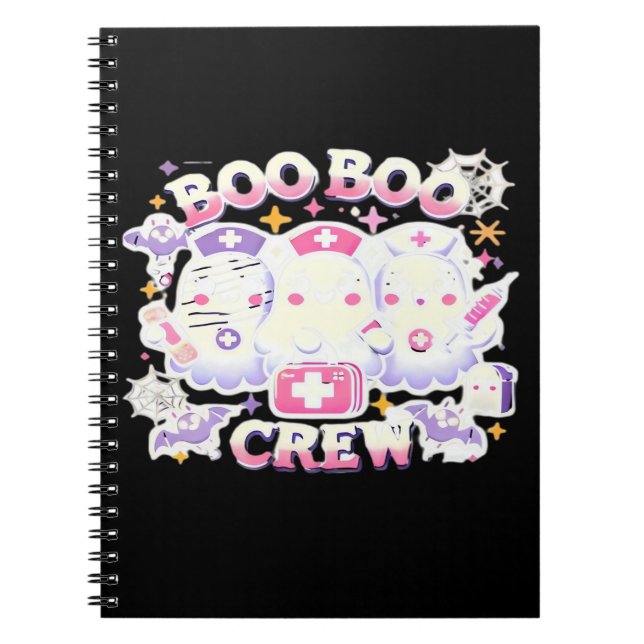 Caderno Espiral Halloween Nurse Ghost Squad Boo Boo Crew Funny Spo (Frente)