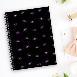 Caderno Espiral Halloween, Olhos Roxos, Truques Ou Tratamentos, Bo