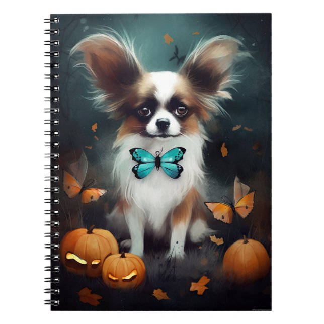 Caderno Espiral Halloween Papillon Com Pumpkins Assustado (Frente)