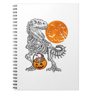 Caderno Espiral Halloween para Meninos Dinossauro Esqueleto T rex