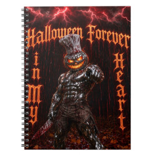 Caderno Espiral Halloween Para Sempre No Meu Coração Abóbora Gótic