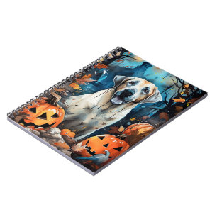 Caderno Espiral Halloween Pastor Anatólia Com Abóboras Assustador