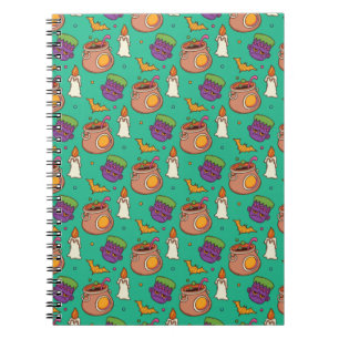 Caderno Espiral Halloween Pattern With Bats and Green Pattern