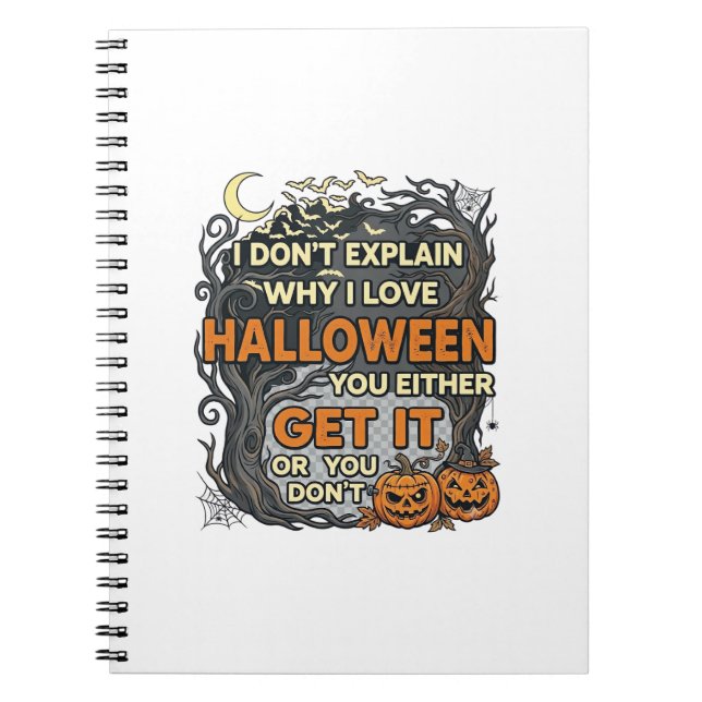 Caderno Espiral Halloween Pegue-o Árvore Assustadora Abóboras Morc (Frente)