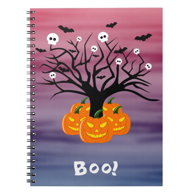 Caderno Espiral Halloween Pumpkin Jack o’ Lanterna Árvore Morto (Frente)