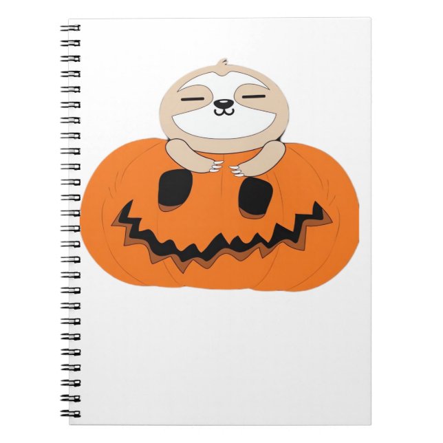 Caderno Espiral Halloween Pumpkin Sloth Classic T-Shirt (Frente)