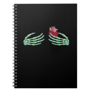 Caderno Espiral Halloween Skeleton Mãos com Cardíaco Clássico