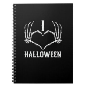 Caderno Espiral Halloween Skeleton Mãos Corações Mulheres Bonitas