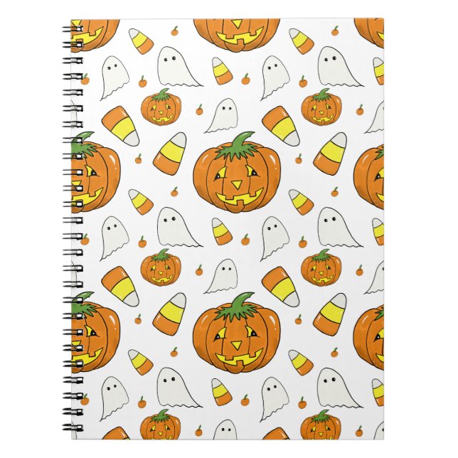 Caderno Espiral Halloween Spiral Notebook – Ghosts & Candy Corn (Frente)