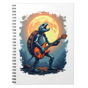 Caderno Espiral Halloween Turtle Skeleton Rocker Tee for Music Lov