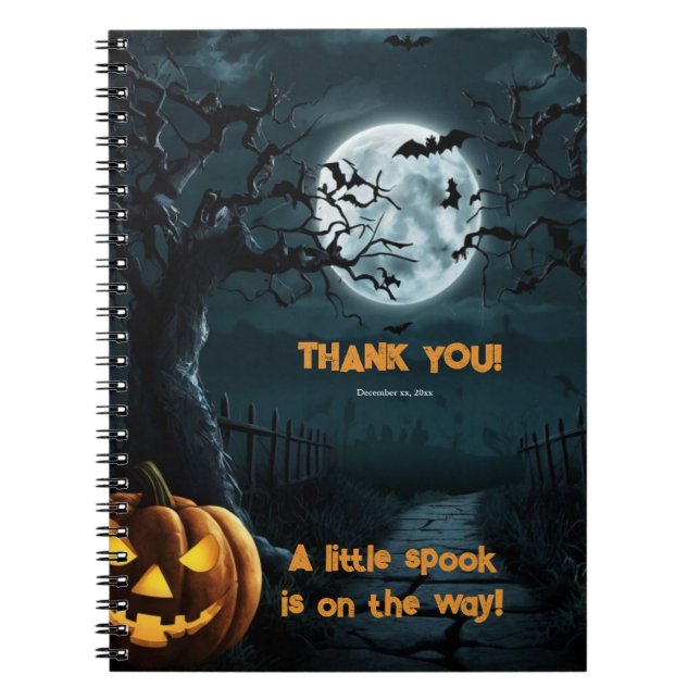 Caderno Espiral Halloween Um Pequeno Chá de fraldas De Pumpkin Spo (Frente)