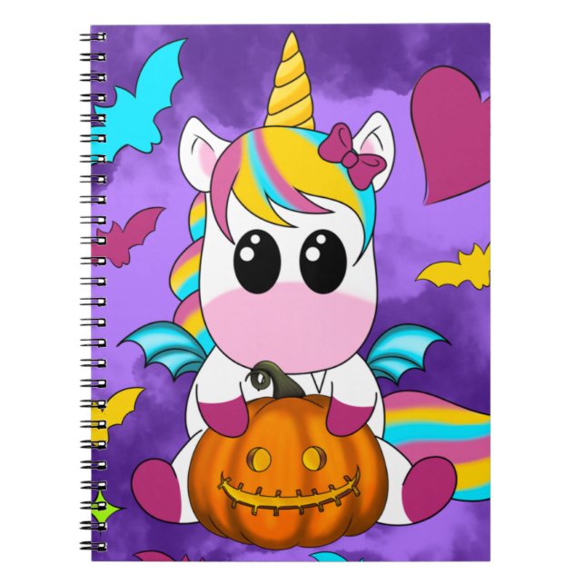 Caderno Espiral Halloween Unicorn Purple (Frente)
