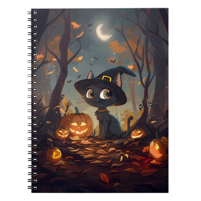 Caderno Espiral Halloween Witch Cat (Frente)