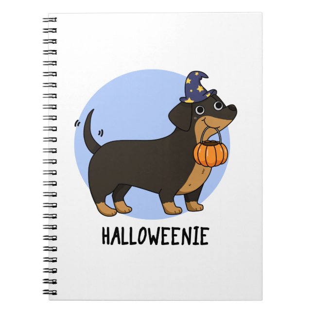Caderno Espiral Halloweenie Piada de Cachorro Salsicha Engraçada  (Frente)
