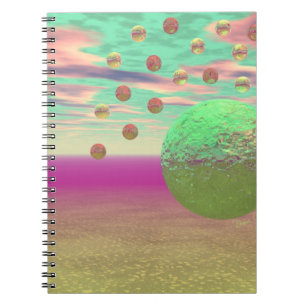 Caderno Espiral Halo das luas, cosmos colorido abstrato