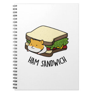 Caderno Espiral Ham Sandwich Funny Hamster Pun