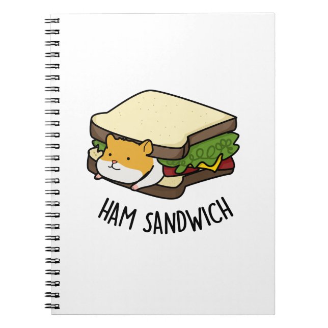 Caderno Espiral Ham Sandwich Funny Hamster Pun (Frente)