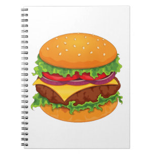 Caderno Espiral Hamburger Burger Carne de Bovino de porco Cheddar