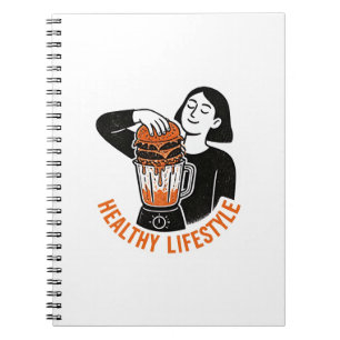 Caderno Espiral Hambúrguer de Blender de Estilo de Vida Saudável E