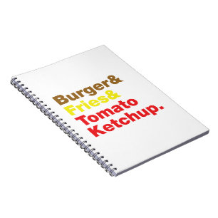 Caderno Espiral Hamburguer & fritadas & ketchup de tomate