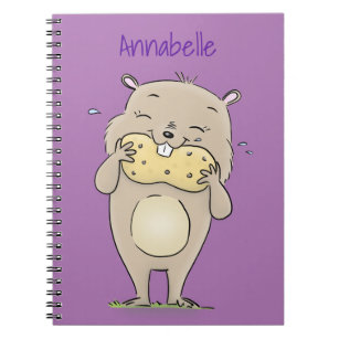 Caderno Espiral Hamster sorridente e bonito com desenho animado de