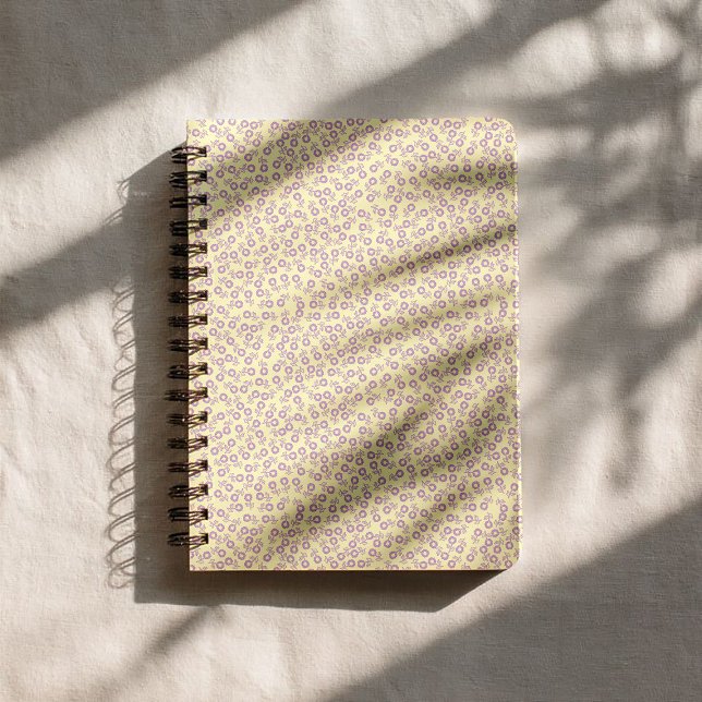 Caderno Espiral Hand drawn ditsy Lavender Daisies – Mini Floral (Criador carregado)