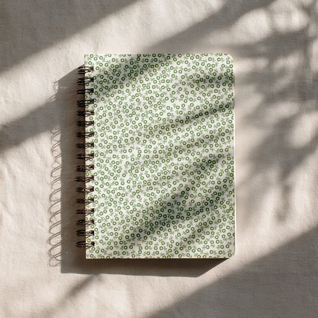 Caderno Espiral  Hand-drawn ditsy Sage Green Daisies – Mini Floral (Criador carregado)