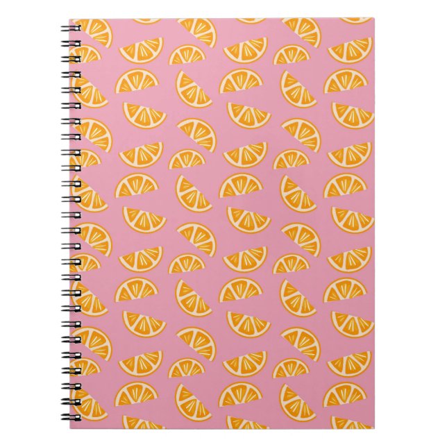 Caderno Espiral Hand-drawn Refreshing Oranges Seamless Pattern (Frente)