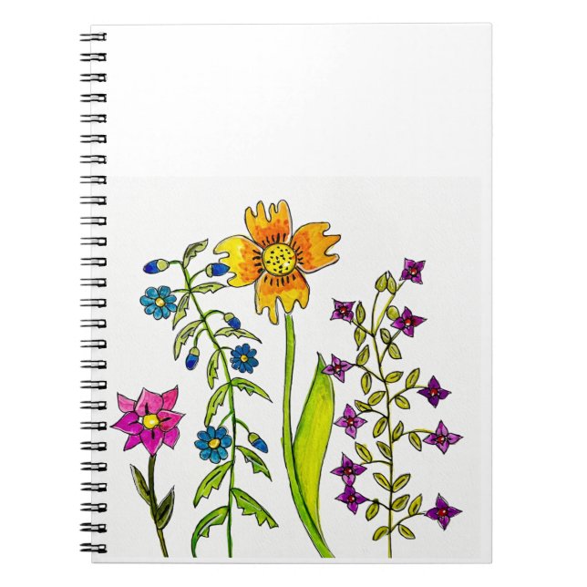Caderno Espiral Hand-Drawn Wildflower Trio  (Frente)