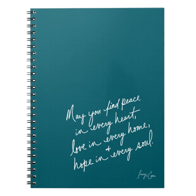 Caderno Espiral Hand-Scripted Peace Love & Hope Spiritual (Frente)