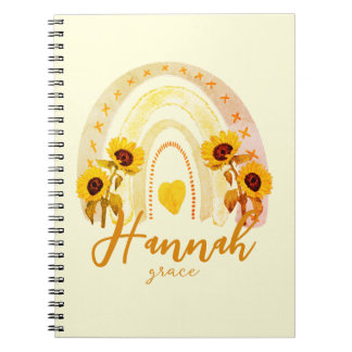 Caderno Espiral Hanna Hebrew Significa Grace Rainbow Sunflower Boh