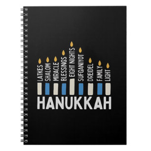 Caderno Espiral Hanukkah Jewish Holiday Menorah Jew