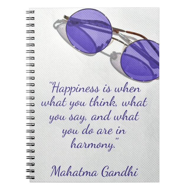 Caderno Espiral Happiness Harmony Mahatma Ghandi (Frente)