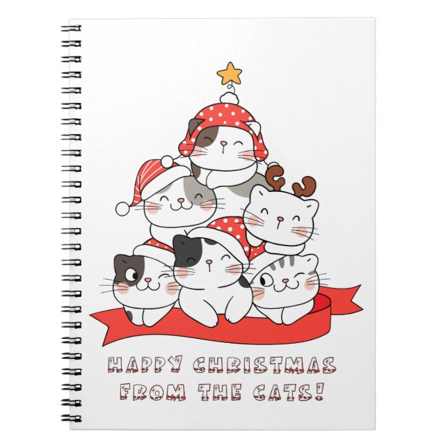 Caderno Espiral Happy Christmas from the Cats (Frente)