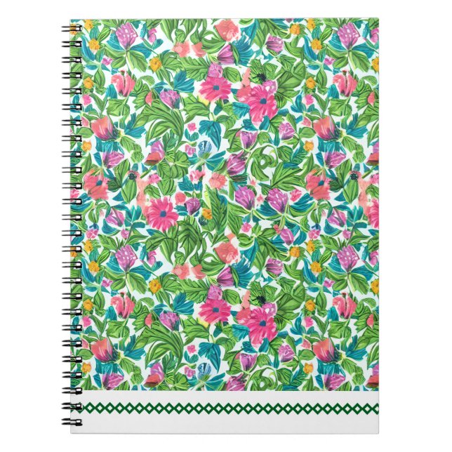 Caderno Espiral Happy colorful summer pattern botanical artwork (Frente)