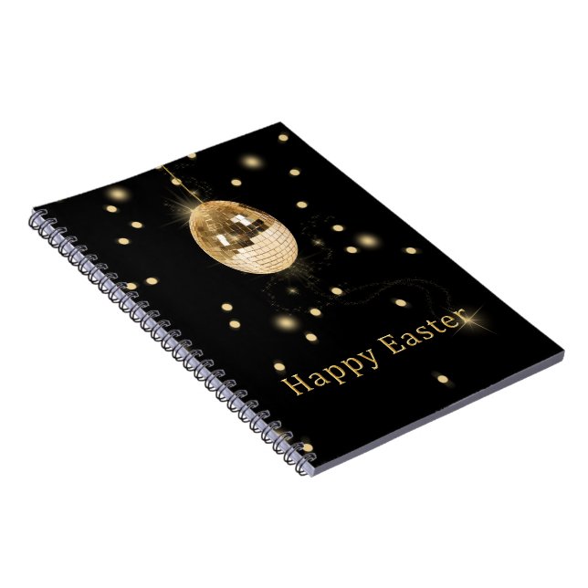 Caderno Espiral Happy Easter Gold Disco Ball (Lado Direito)