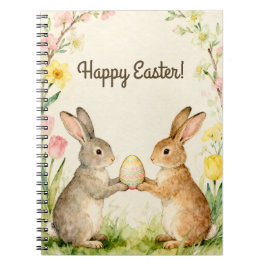 Caderno Espiral Happy Easter Vintage Bunnies with Egg