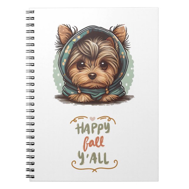 Caderno Espiral Happy Fall Y Yorkshire Terrier Autumn Hoodie (Frente)