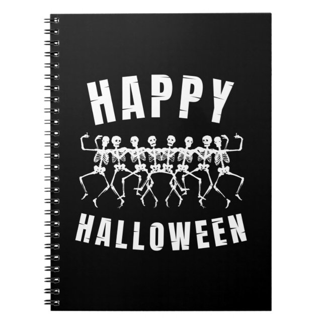 CADERNO ESPIRAL HAPPY HALLOWEEN DANCING SKELETONS (Frente)