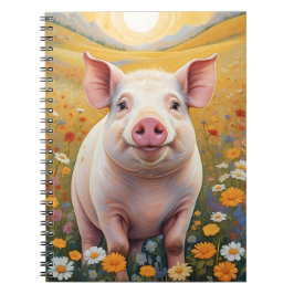 Caderno Espiral Happy Little Pig Sunny Daisy Field