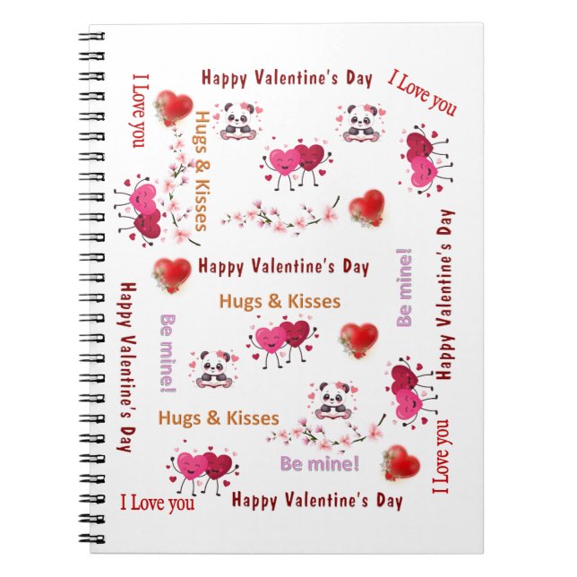 Caderno Espiral Happy Valentine's Couple Hearts Spiral Notebook  (Frente)